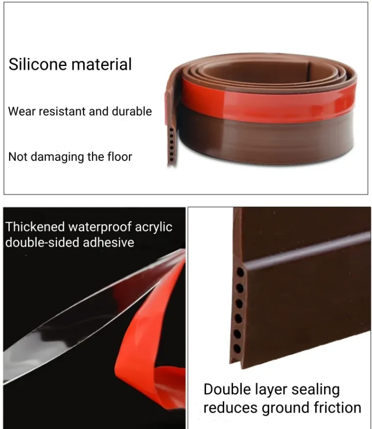 Flexible door bottom sealing strip