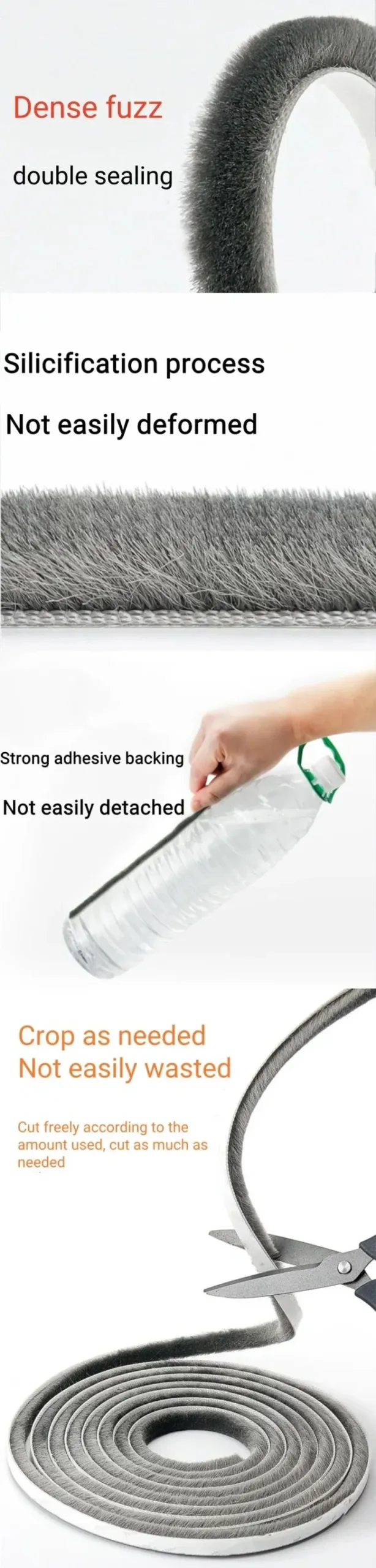 Weather stripping brush for windows, frame side self-adhesive wool pile seal strip