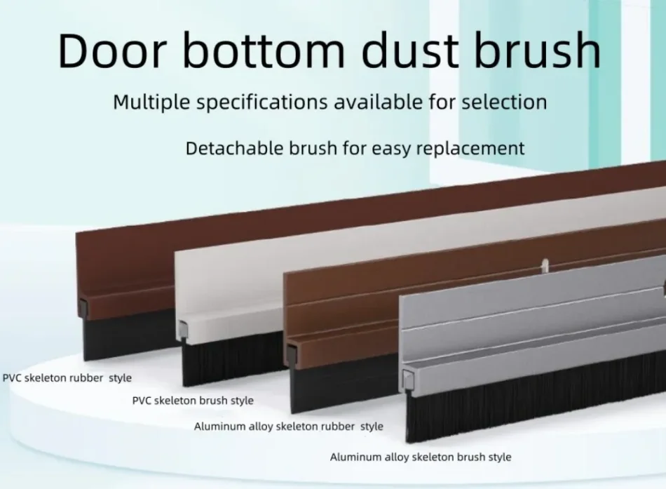 F-Type aluminum alloy brush door bottom sealing strip for dust-proof, sound insulation, and wind resistance