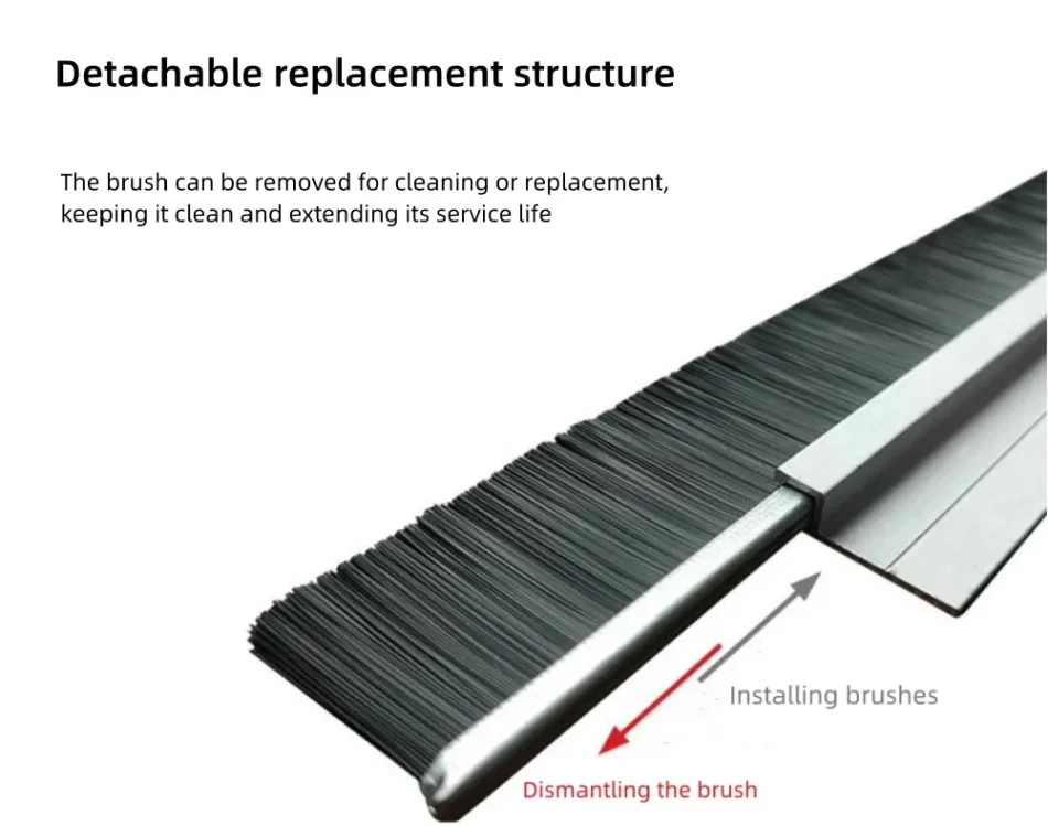 F-Type aluminum alloy brush door sealing strip installed on door bottom