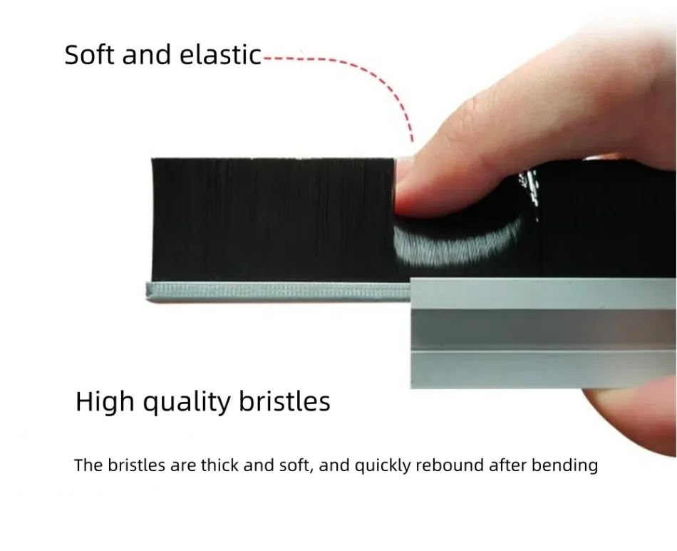 Detail of F-Type aluminum alloy brush door sealing strip's brush bristles