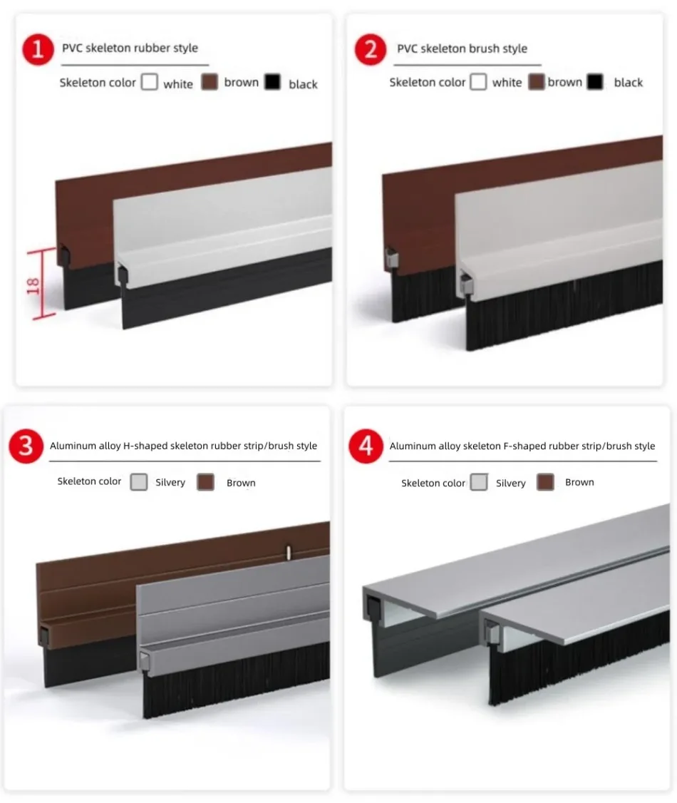 Detail view of aluminum alloy brush sealing strip for elevator door