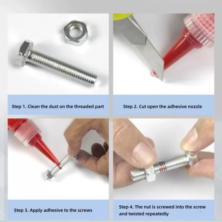 Medium-strength blue lock nut glue for steel thread