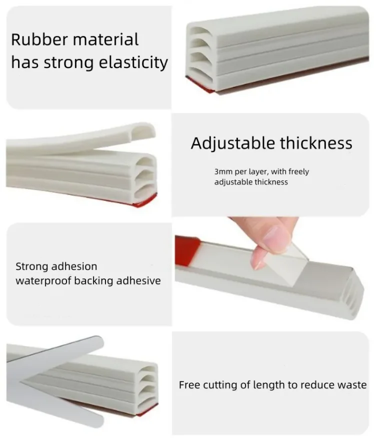 Side view of adjustable rubber sealing strip