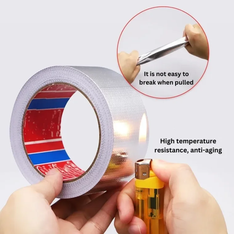 Self-adhesive wrapping tape for HVAC, aluminum foil material