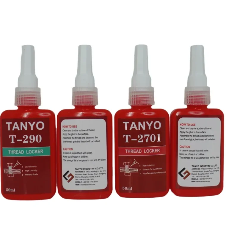 Tanyo purple threadlocker applied on a pipe connection