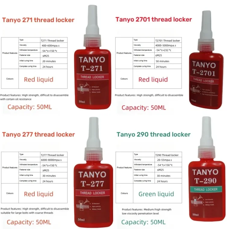 Tanyo purple threadlocker applied on pipe threads for leak prevention