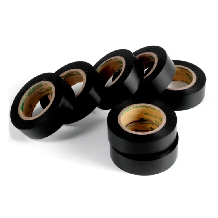 Closeup of multicolor electrical tape with flame-retardant properties
