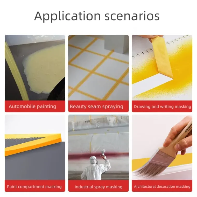 Contractor-grade masking tape for car painting