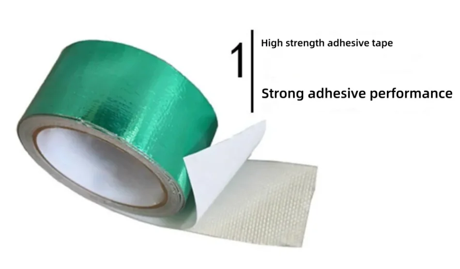 Application of blue waterproof tarpaulin repair tape