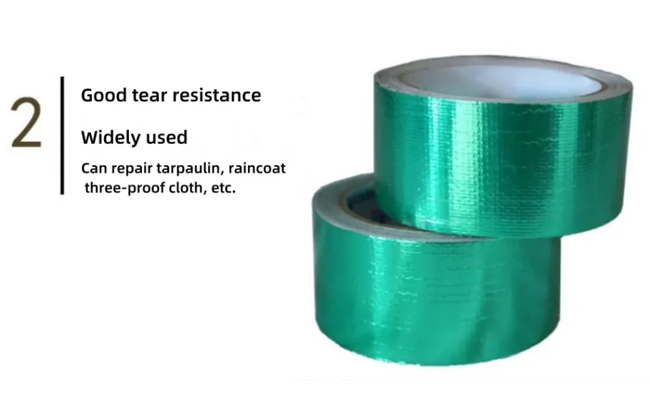 Blue waterproof tarpaulin repair tape on a tent