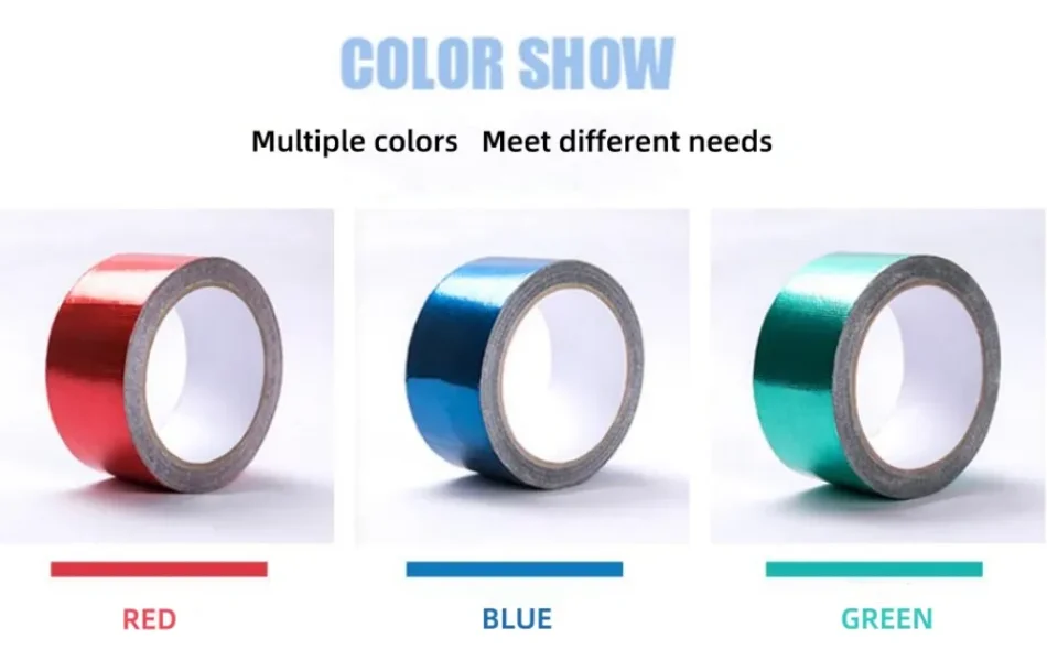 Packaging of blue waterproof tarpaulin repair tape