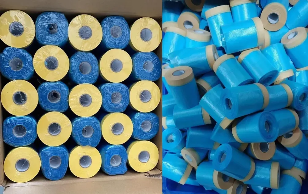 Pre-taped painter paper roll for automotive painting covering