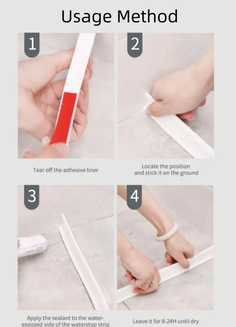 Bottom seal strip for shower threshold door