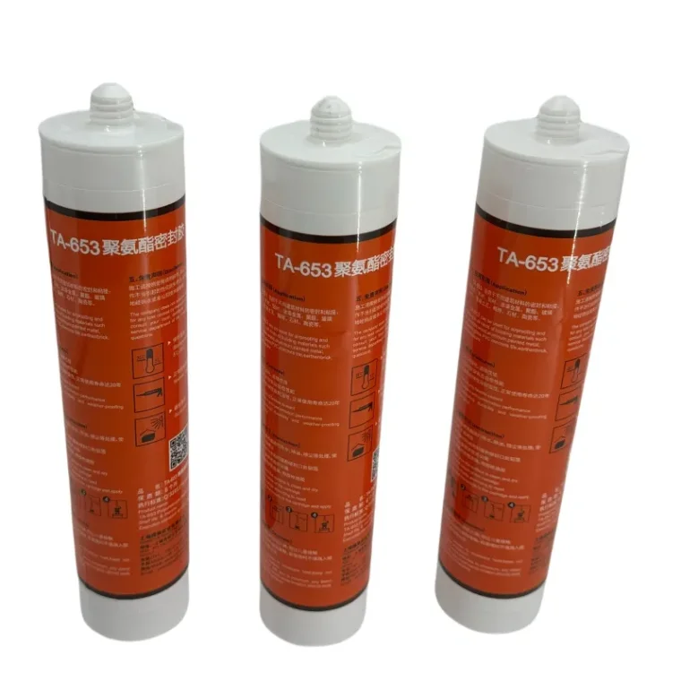 Close-up view of black, grey, white polyurethane sealant for construction