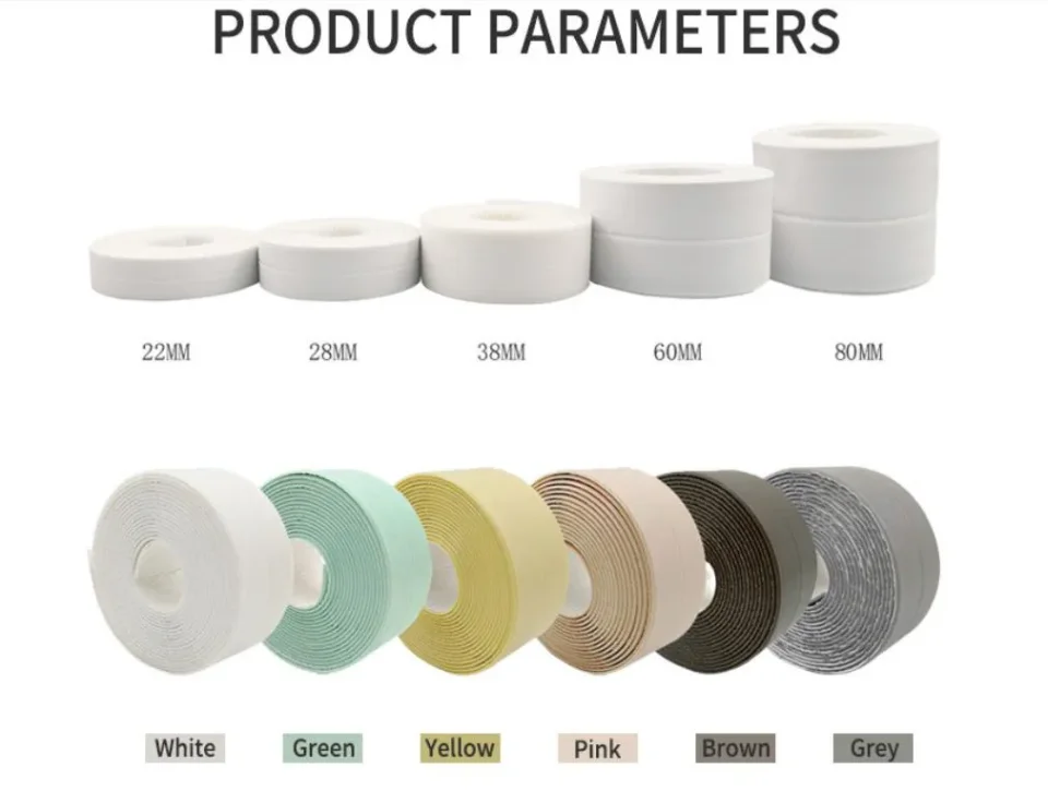 Self-adhesive tape caulk strip for kitchen and bathroom sealing