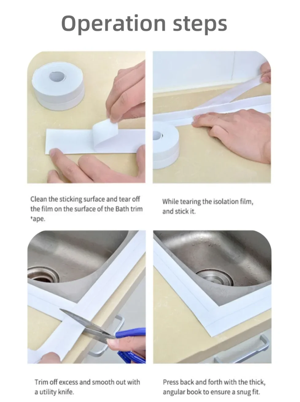 Self-adhesive tape caulk strip for wall sealing