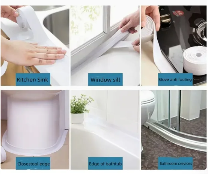 Self-adhesive tape caulk strip for kitchen sealing