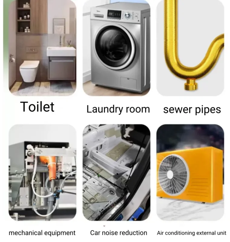 Butyl material soundproofing for drainage applications