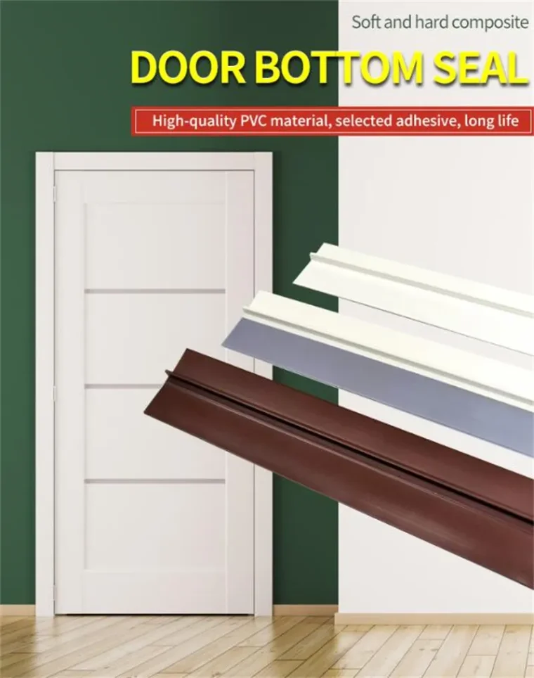 Closeup view of self-adhesive door seam strip for sealing