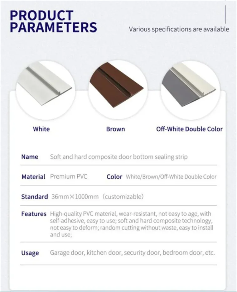 Color options of self-adhesive door seam strip
