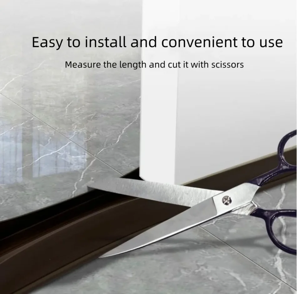 Brown U-shaped rubber sealing strip installed on door bottom for sound reduction