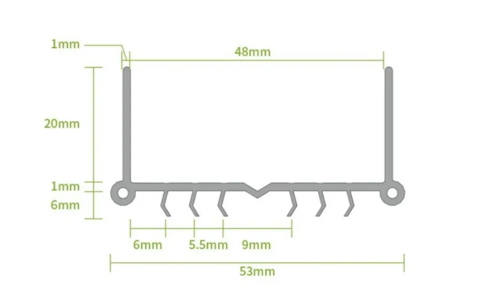 Detail view of brown U-shaped rubber sealing strip for door sound insulation
