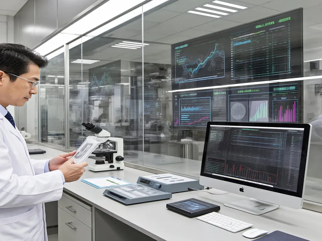 A scientist checks the quality of sealing materials in a lab