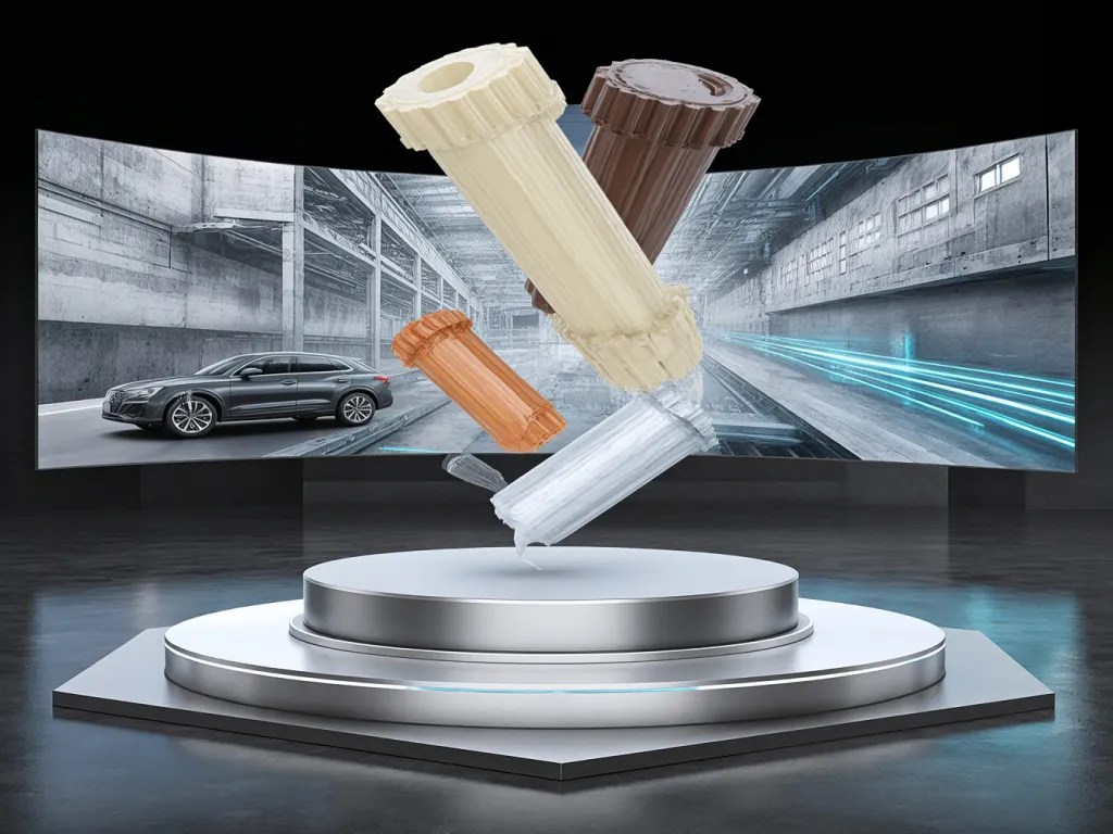 3D display of silicone sealant tubes