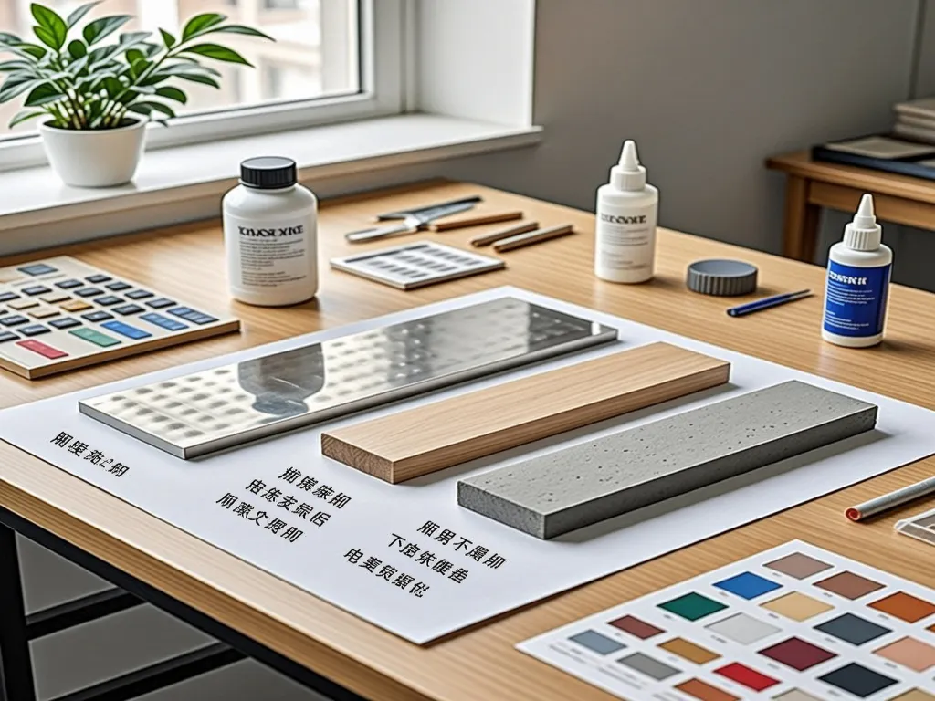 Samples of waterproof sealant materials on a table