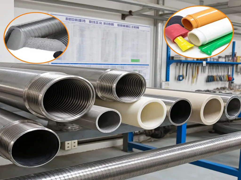 Pipes and sealant products in a workshop