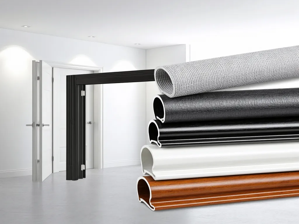 Various door seal strips in different colors and materials