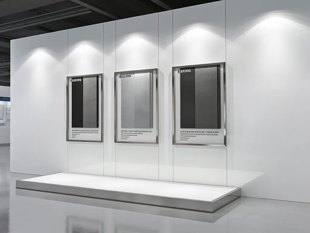 Display of various door seals in an exhibition