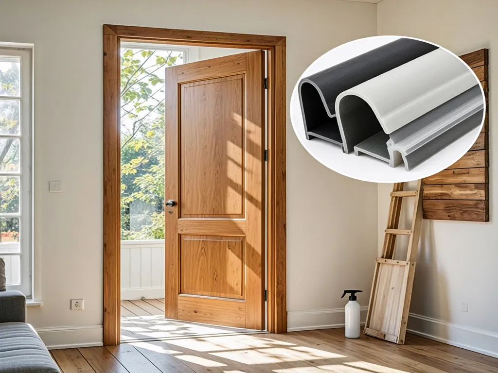 Display of door bottom seal strips variety
