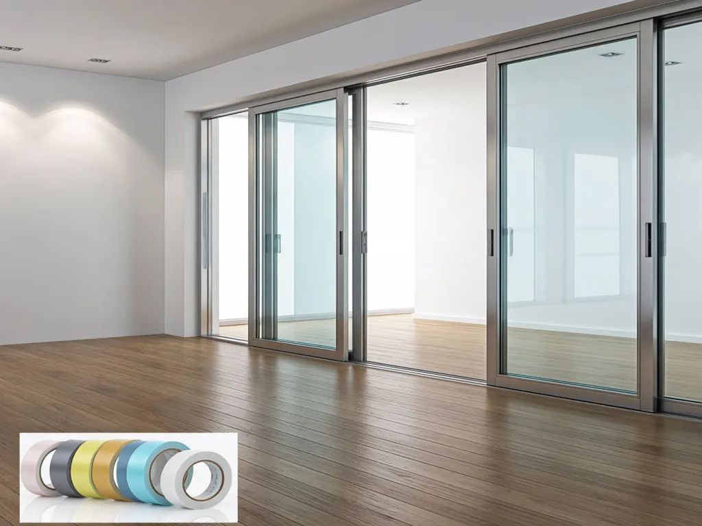 Sliding door with bottom seal tape