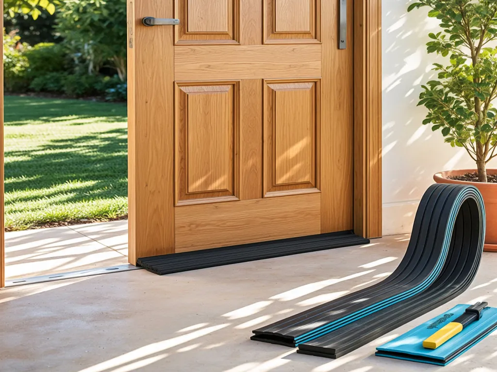 Exterior door bottom seal strip product with installation tool