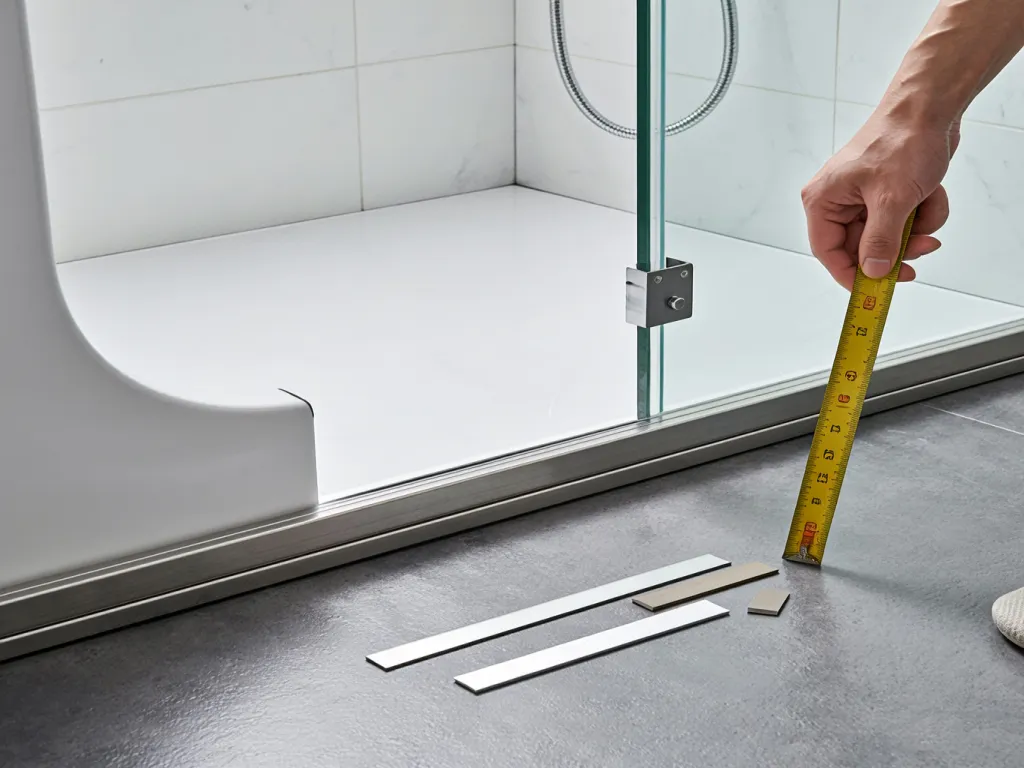 Measuring for shower door bottom seal strip