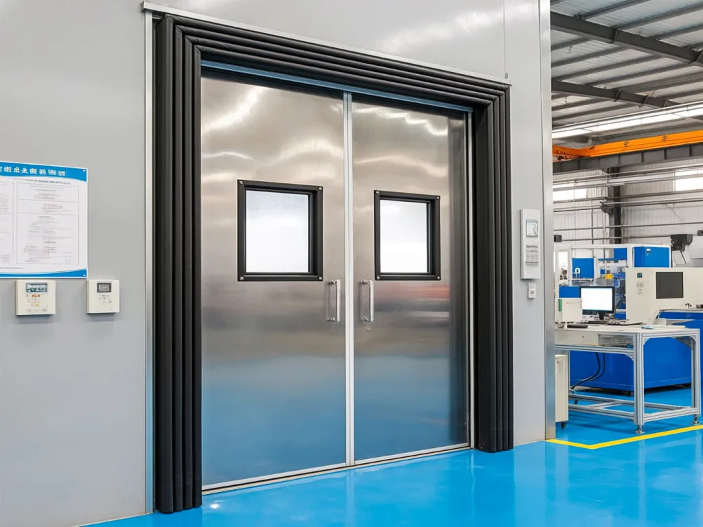 Industrial door with seal strip for enhanced sealing