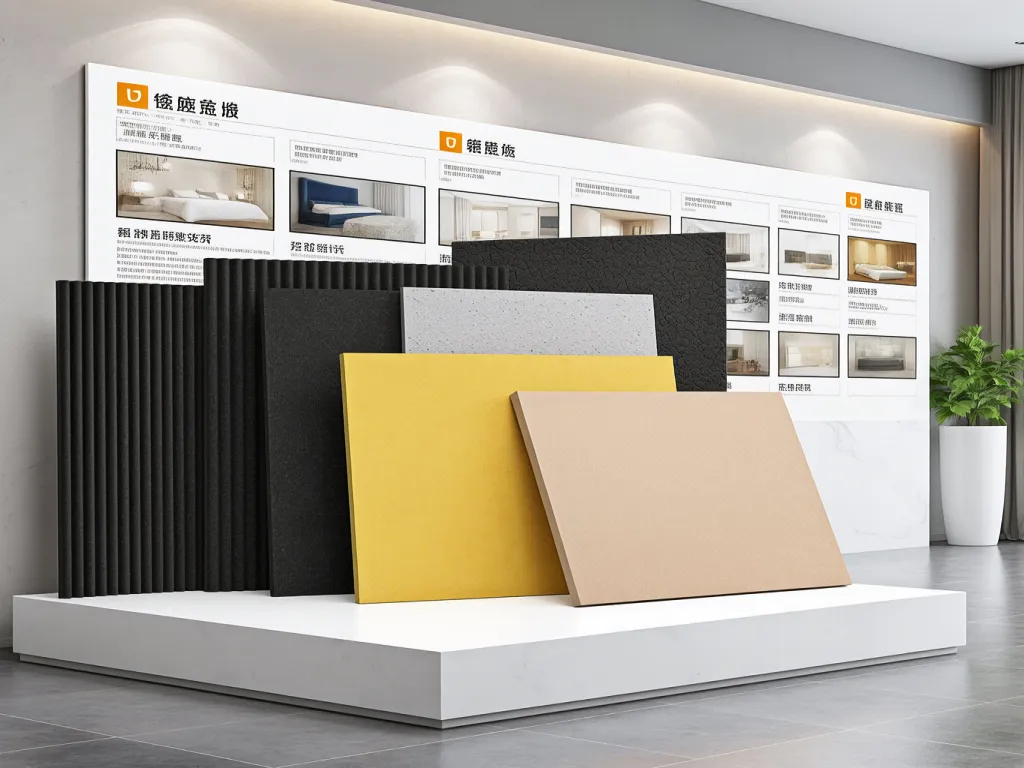Display of various soundproofing materials