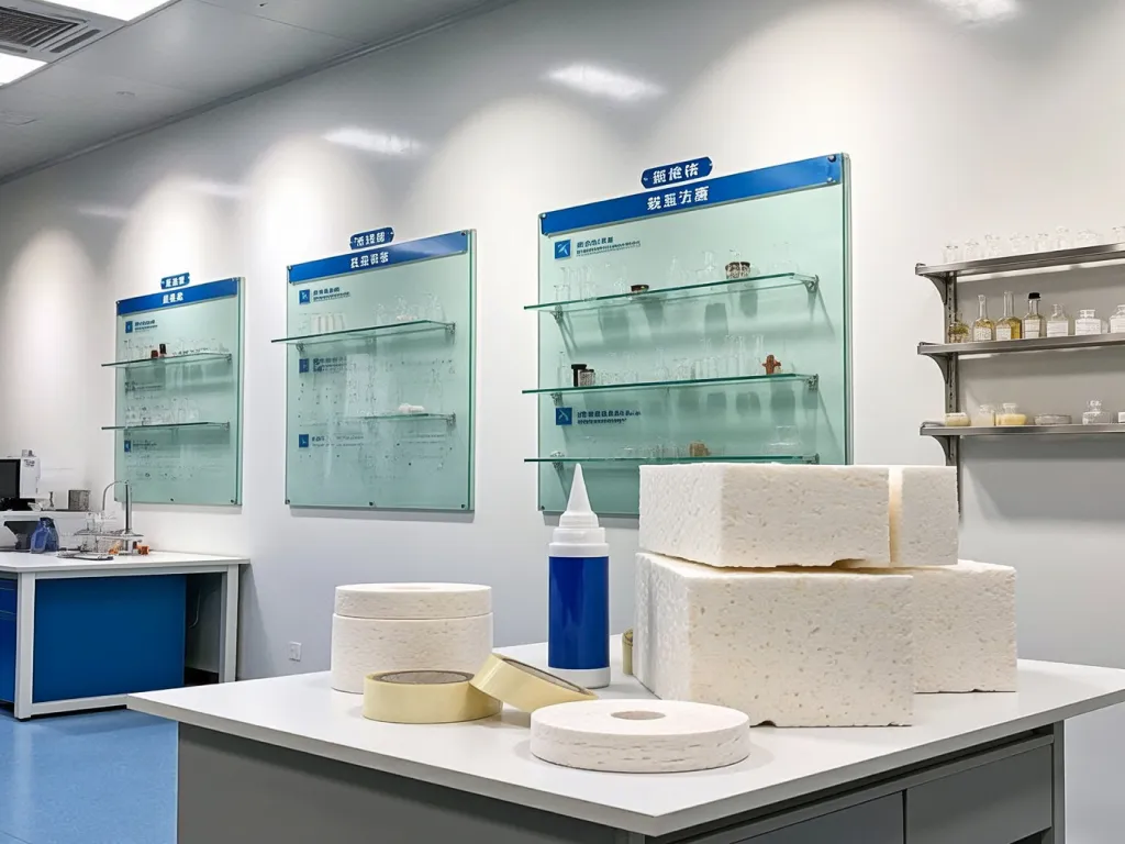 Display of soundproofing insulation materials in a lab