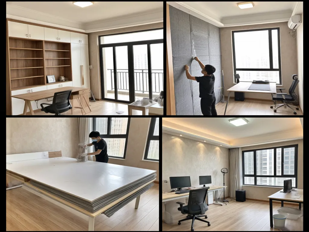 Installation steps of soundproofing materials in a room