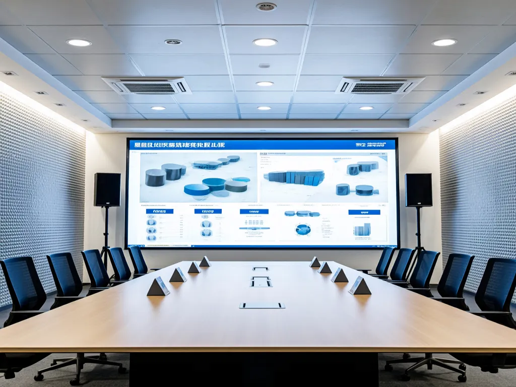 Conference room with soundproofing walls and large screen