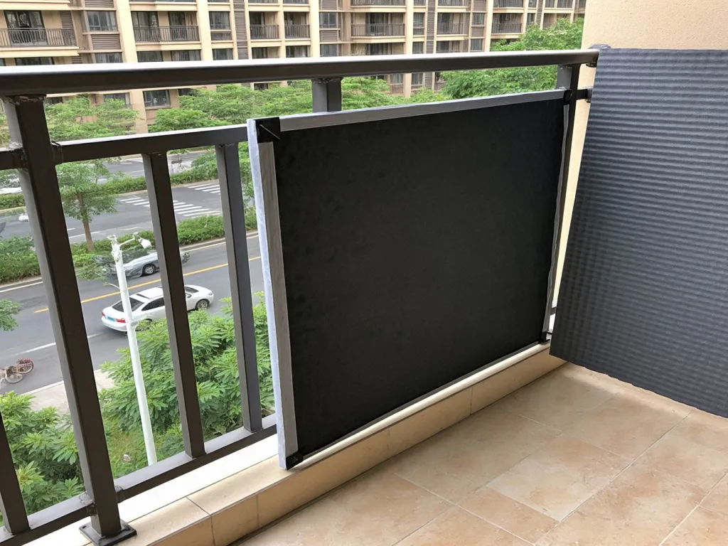 Soundproofing material installed on a balcony