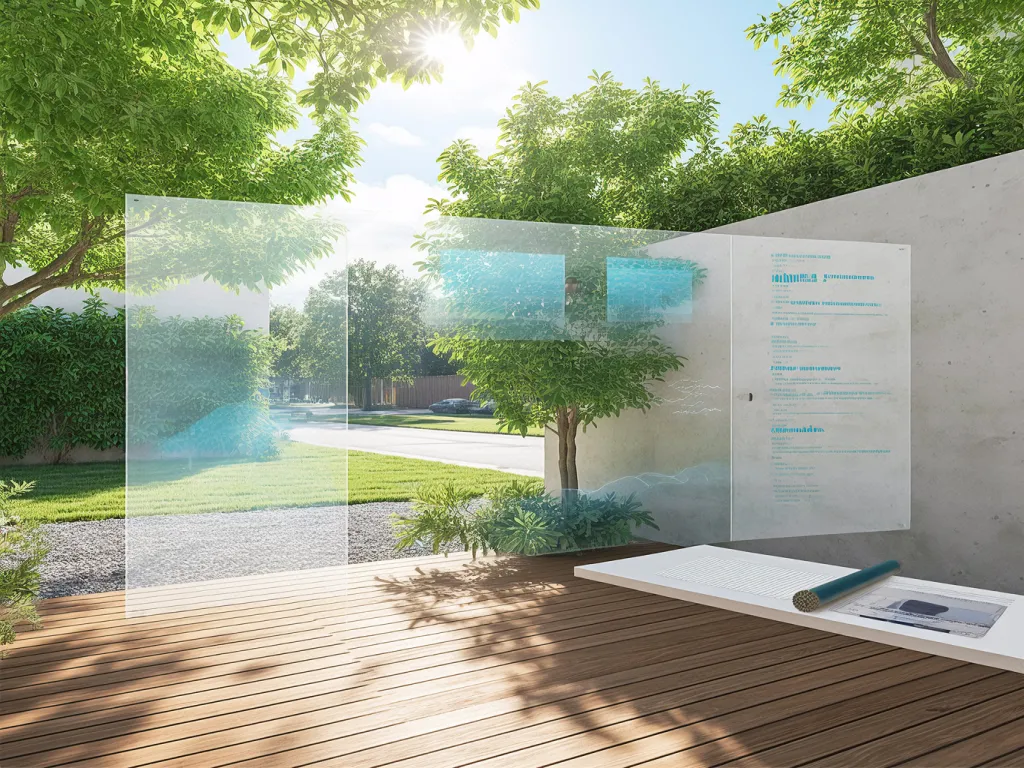 Outdoor soundproofing panels in a garden setting