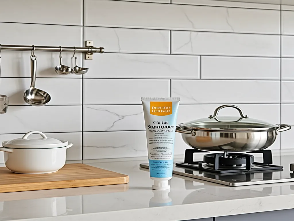 Neutral silicone sealant in kitchen setting