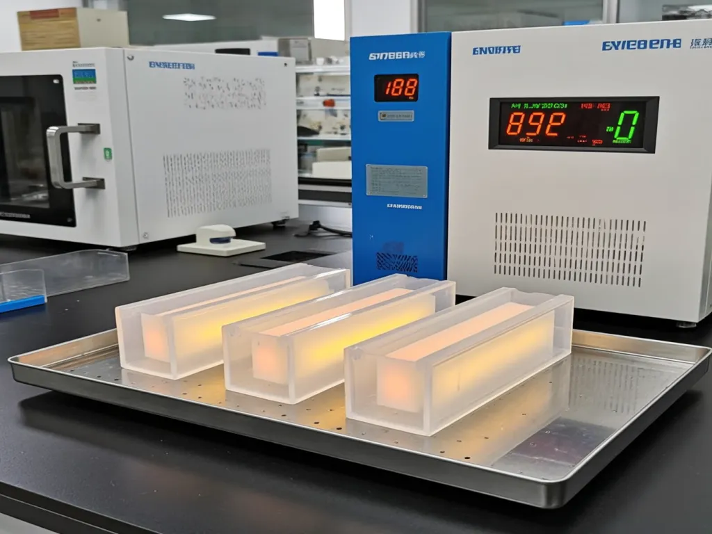 Silicone sealant samples undergoing heat testing