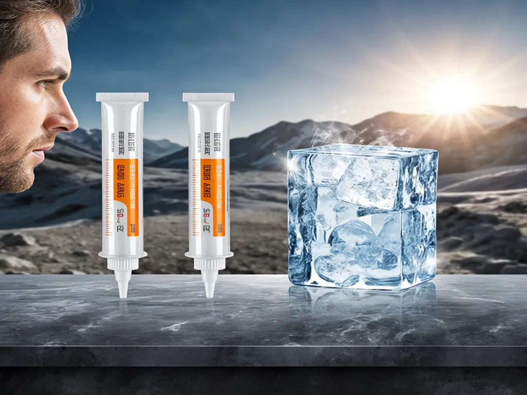Neutral cure silicone sealant tubes near ice