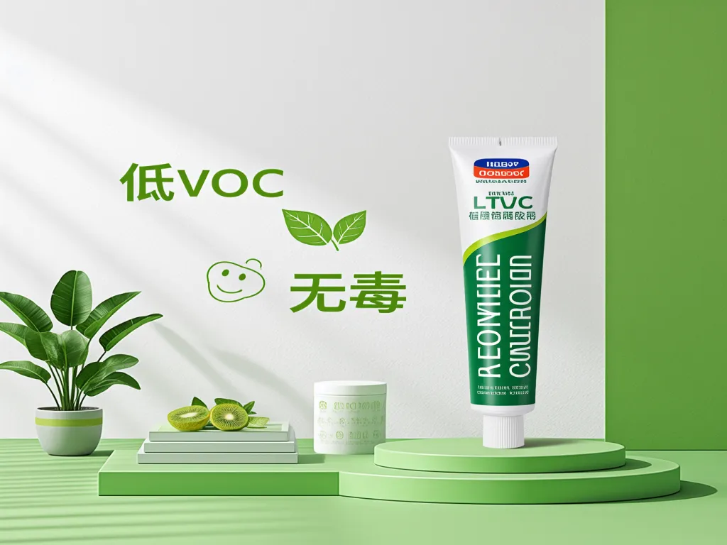 Eco-friendly RTV neutral silicone sealant tube with low VOC and non-toxic symbols