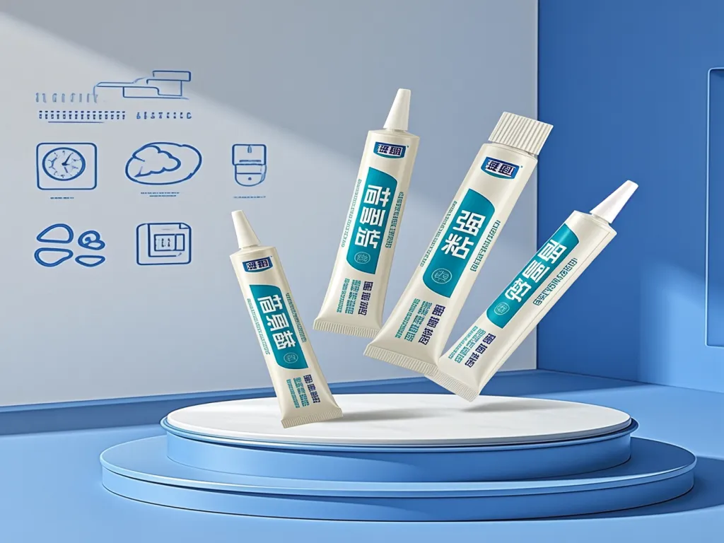 Glazing neutral silicone sealant tubes on display