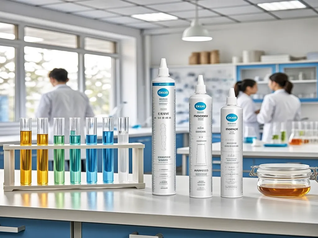 Silicone sealant neutral cure products in a laboratory